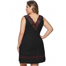 Black Plus Size Babydoll with Lace Detail