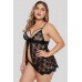Floral Wonderland Fly-away Plus Size Babydoll with Thong