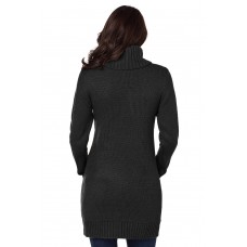 Black Cowl Neck Cable Knit Sweater Dress