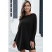 Black Oversized Batwing Sleeve Sweater Dress