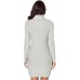 Gray Stylish Pattern Knit Turtleneck Sweater Dress