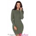 Army Green Slouchy Cable Sweater Dress