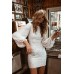 White Puffy Sleeve Sequin Party Mini Dress