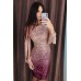 Apricot Ombre Sequin Tassel Sleeve Bodycon Evening Dress