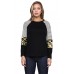 Black Striped and Leopard Color Block Sleeves Top