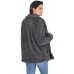 Charcoal Fleece Open Front Coat with Pockets