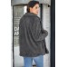 Charcoal Fleece Open Front Coat with Pockets