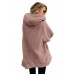 Dusty Pink Zip Down Hooded Fluffy Coat