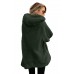 Dark Green Zip Down Hooded Fluffy Coat