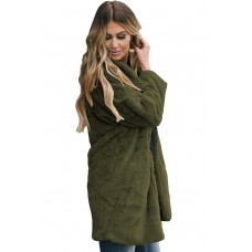 Green Pocketed Faux Fur Longline Coat