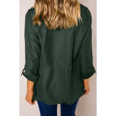 Green Bottoned Pockets Jacket