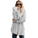Gray Zip Down Hooded Fluffy Coat