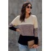 Black Color Block Netted Texture Pullover Sweater