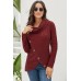 Burgundy Buttoned Wrap Turtleneck Sweater