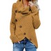 Mustard Buttoned Wrap Turtleneck Sweater