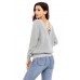 Gray Cross Back Hollow-out Sweater