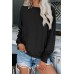 Black French Terry Cotton Blend Pullover Sweatshirt