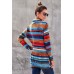 Vibrant Multicolor Cowl Neck Striped Long Sleeve Sweatshirt