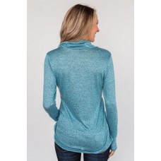 Sky Blue All This Time Zipper Pullover Top