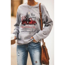 Christmas Car Letters Print Pullover Sweatshirt