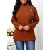 Button Detail High Neck Pullover Sweater