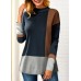 Contrast Panel Long Sleeve Pullover Sweater