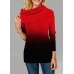 Red Gradient Pullover Long Sleeve Sweater