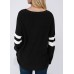 Button Detail Contrast Panel Pullover Sweater