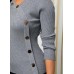 Inclined Button Light Grey Long Sleeve Sweater