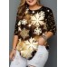 Plus Size Christmas Snowflake Print Sequin Detail T Shirt