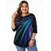 Plus Size Button Embellished Printed T Shirt