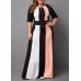 Plus Size Color Block Half Sleeve Maxi Dress