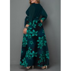 Plus Size Floral Print High Waist Dress