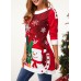 Christmas Print Contrast Piping Button Embellished Sweatshirt