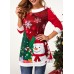 Christmas Print Contrast Piping Button Embellished Sweatshirt