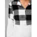 Turndown Collar Plaid Patchwork Long Sleeve Sweatshirt