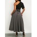One Shoulder Top and High Waist Belted Skirt