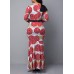 Mandala Print Ruffle Hem Side Slit Maxi Dress