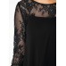 Chiffon Overlay Three Quarter Sleeve Black Lace Dress