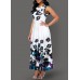 Sleeveless High Waist Flower Print Pocket Dress
