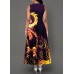 Mesh Patchwork Sleeveless Printed Maxi Dress