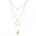 Gold Metal Seashell Pendant Layered Necklace
