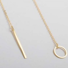 Woman Gold Metal Round Shape Lariat Necklace