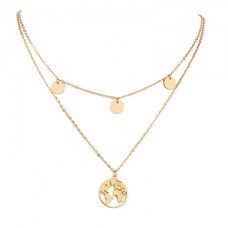 Gold Metal Circlet Pendant Layered Necklace for Women