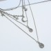 Moon Pendant Layered Silver Metal Necklace