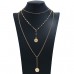 Coin Pendant Gold Metal Necklace for Women