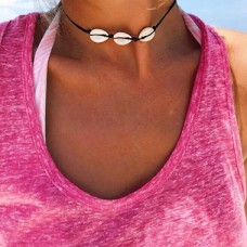 Seashell Shaped Black Choker Necklace for Lady