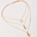 Layered Seashell Shaped Gold Metal Necklace