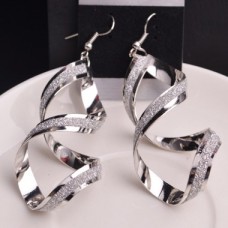 Fashion Twist Design Silver Metal Earrings