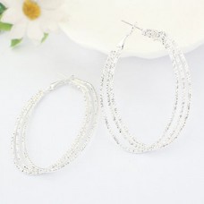 Silver Multi Layered Beads Decorated Round Shape Earrings